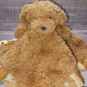 Brown Puppy Dog Plush Lovey Satin Trim Back Security Blanket Cloud Island